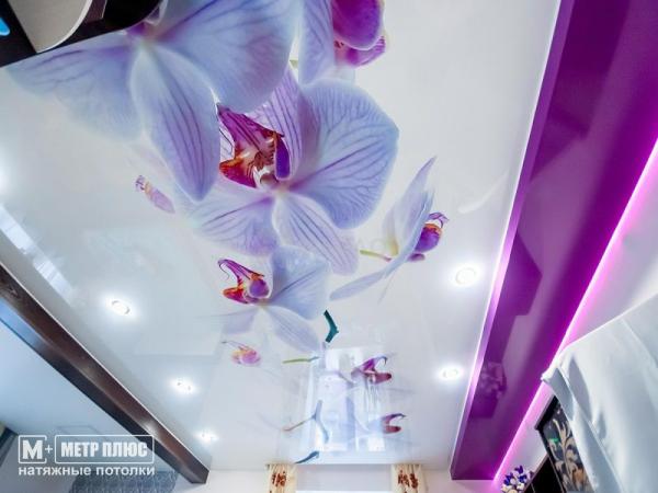 купить натяжной потолок с фотопечатью орхидеи