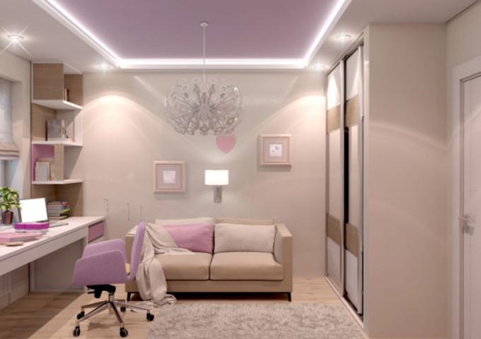 Изображение Двухуровневый с подсветкой контура - цена и фото