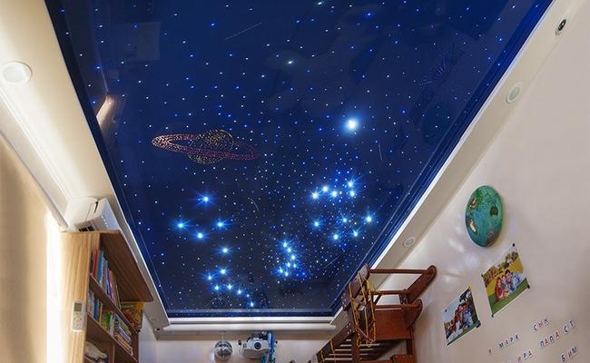 Натяжной потолок звёздное небо детская
