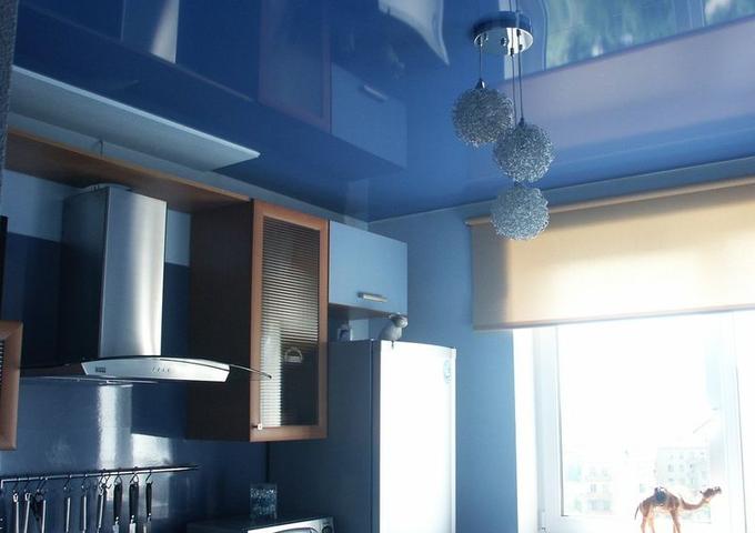 Картинка Глянцевый синий кухня