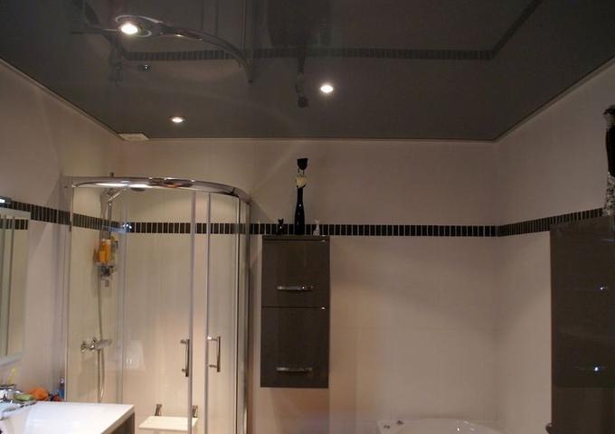 Изображение Серый глянцевый потолок в ванную